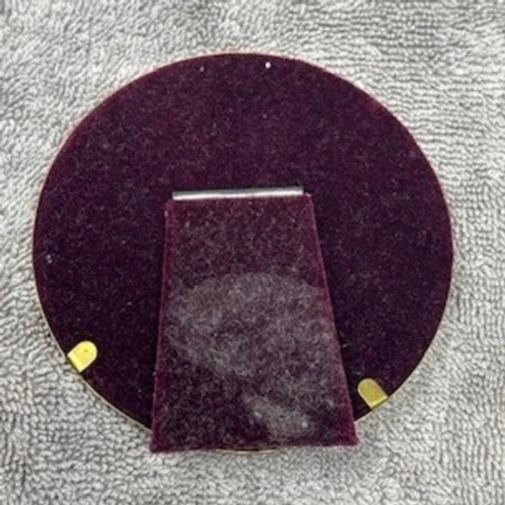 Unbranded Round Brass Picture Frame Gold Good St Therese Vintage Religious 3.5in
